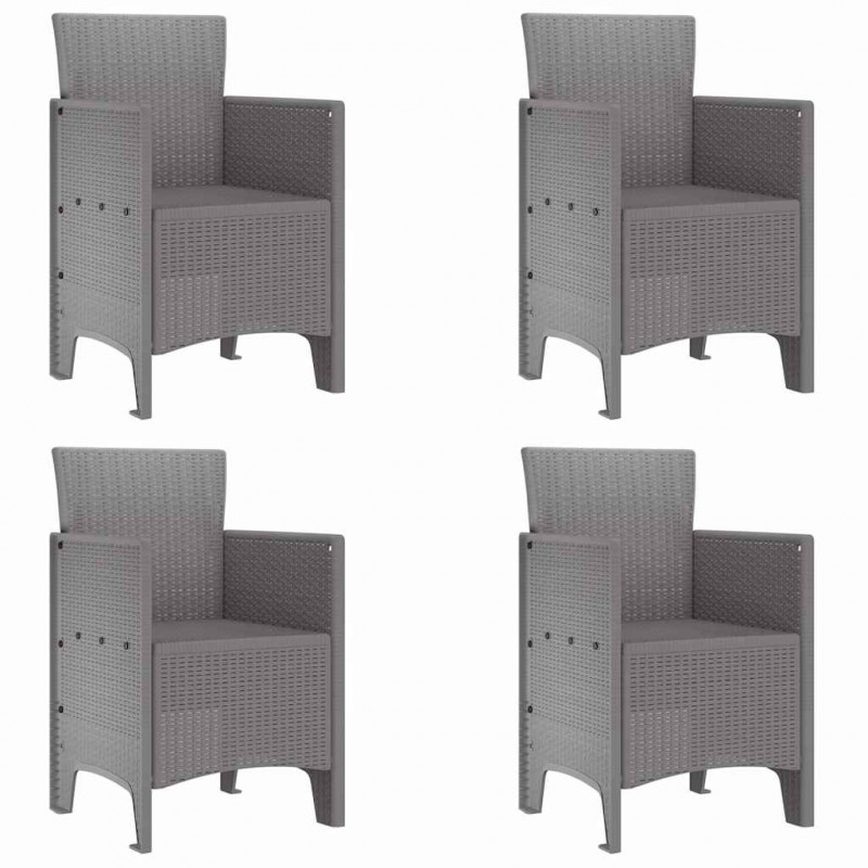 Zestaw do jadalni w ogrodzie 5 pcs Jasnoszary Rattan Polt