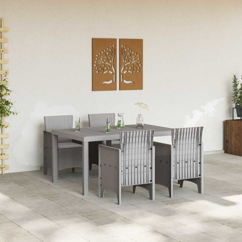 Zestaw do jadalni w ogrodzie 5 pcs Jasnoszary Rattan Polt