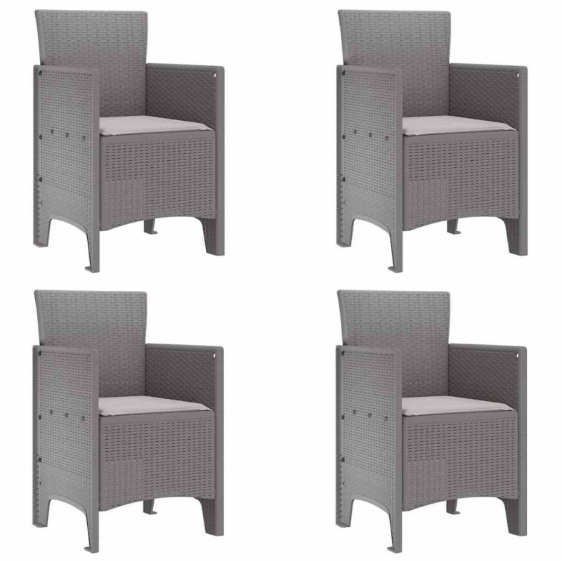 Zestaw do jadalni w ogrodzie 5 pcs Jasnoszary Rattan Polt