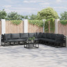 Zestaw Sof na Ogród z poduszką 8 pcs Czarny Aluminium