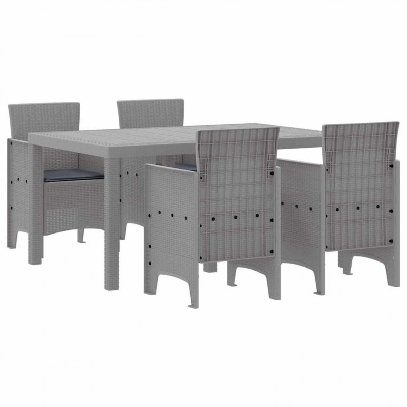 Zestaw do jadalni w ogrodzie 5 pcs Jasnoszary Rattan Polt