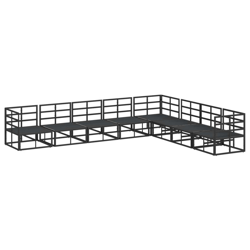 Zestaw Sof na Ogród z poduszką 8 pcs Czarny Aluminium