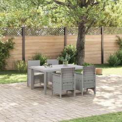 Zestaw do jadalni w ogrodzie 5 pcs Jasnoszary Rattan Polt