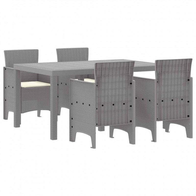Zestaw do jadalni w ogrodzie 5 pcs Jasnoszary Rattan Polt
