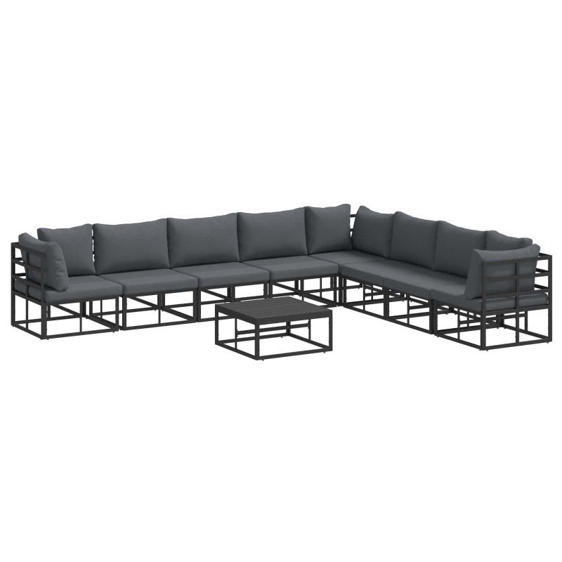 Zestaw Sof na Ogród z poduszką 9 pcs Czarny Aluminium