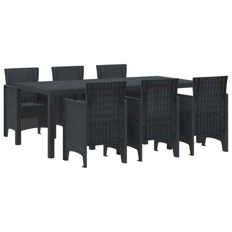 Zestaw do jadalni w ogrodzie 7 pcs Antracyt polipropylen