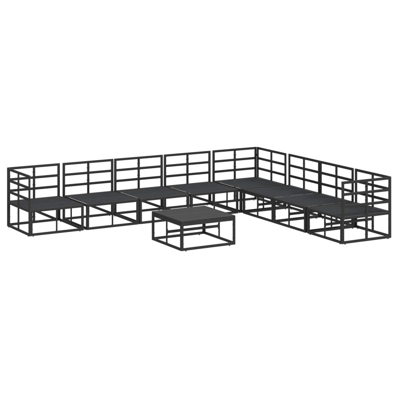 Zestaw Sof na Ogród z poduszką 9 pcs Czarny Aluminium