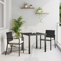 Zestaw do jadalni w ogrodzie 3 pcs Czarny