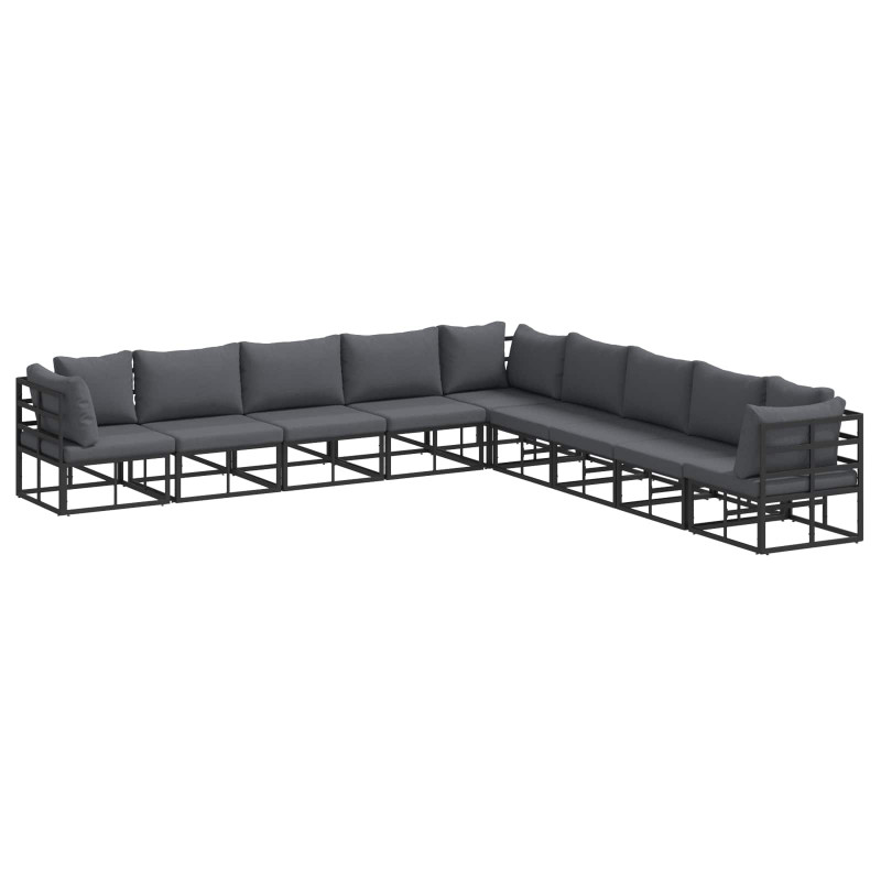 Zestaw Sof na Ogród z poduszką 9 pcs Czarny Aluminium
