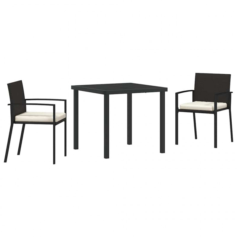 Zestaw do jadalni w ogrodzie 3 pcs Czarny