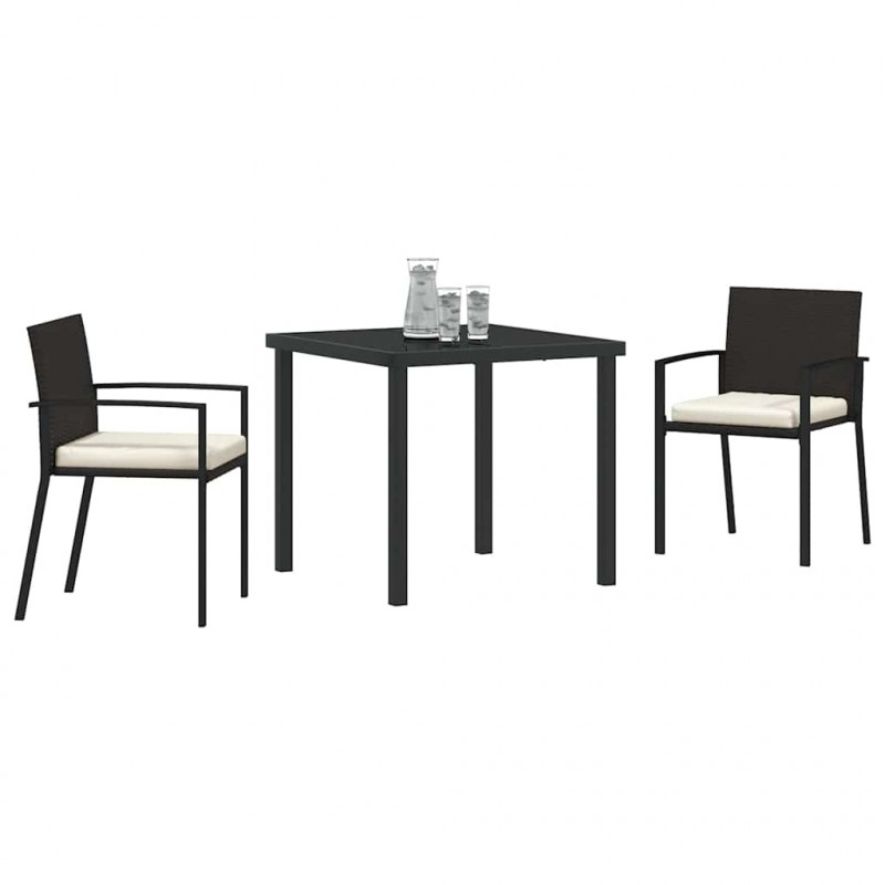 Zestaw do jadalni w ogrodzie 3 pcs Czarny