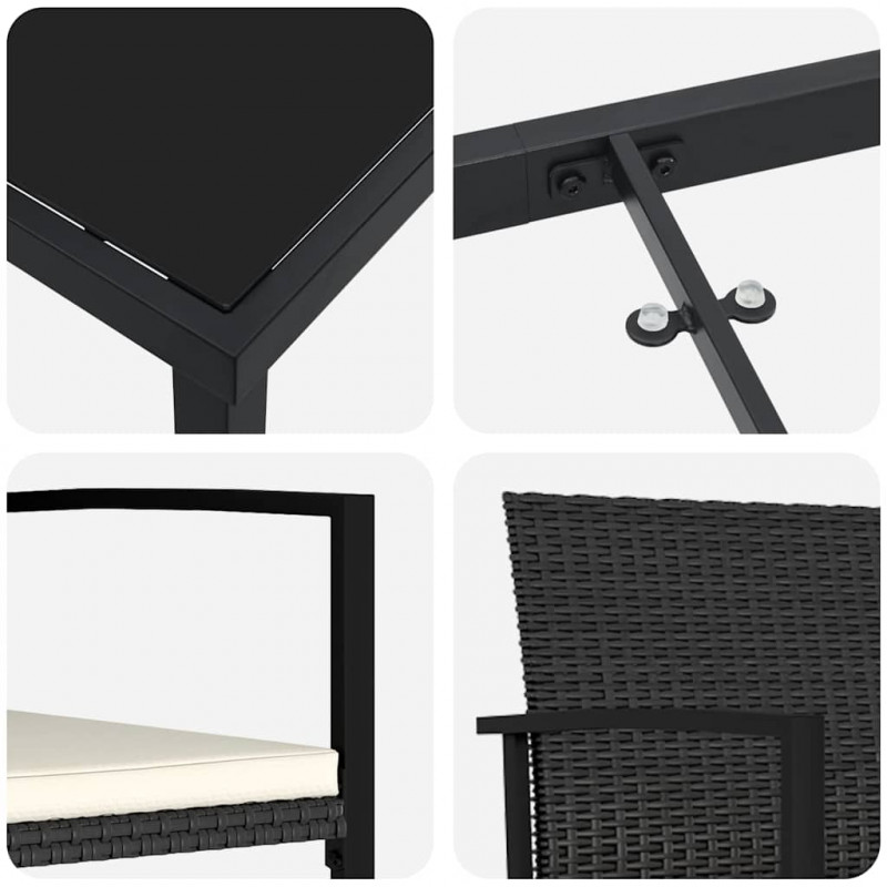 Zestaw do jadalni w ogrodzie 3 pcs Czarny