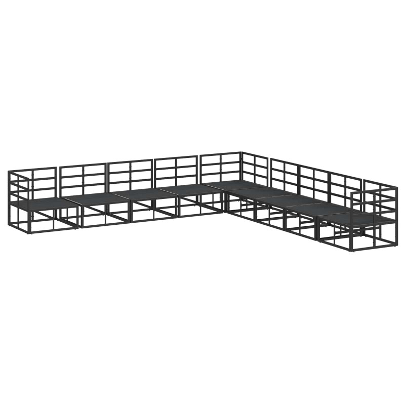 Zestaw Sof na Ogród z poduszką 9 pcs Czarny Aluminium