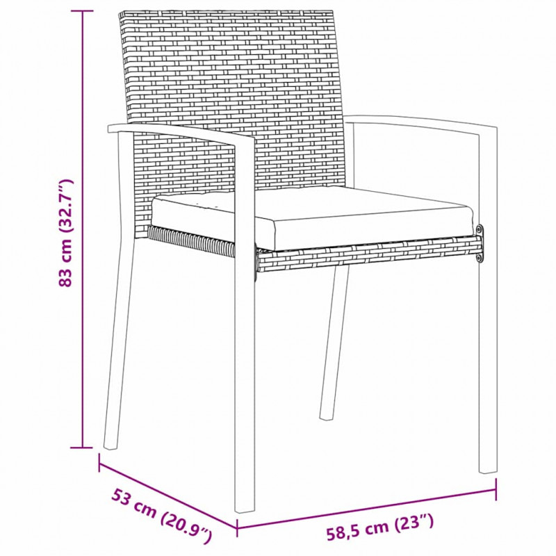 Zestaw do jadalni w ogrodzie 3 pcs Czarny