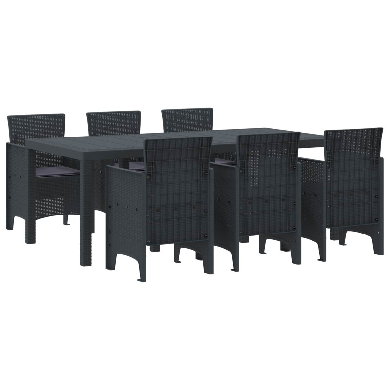 Zestaw do jadalni w ogrodzie 7 pcs Antracyt polipropylen