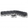Zestaw Sof na Ogród z poduszką 10 pcs Czarny Aluminium