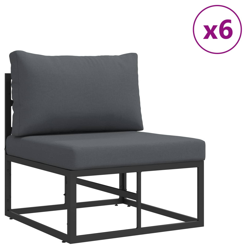 Zestaw Sof na Ogród z poduszką 10 pcs Czarny Aluminium