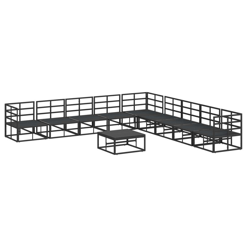 Zestaw Sof na Ogród z poduszką 10 pcs Czarny Aluminium