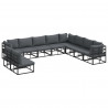 Zestaw Sof na Ogród z poduszką 10 pcs Czarny Aluminium