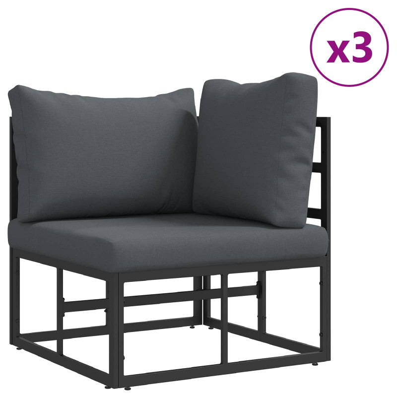 Zestaw Sof na Ogród z poduszką 10 pcs Czarny Aluminium