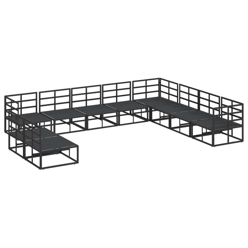 Zestaw Sof na Ogród z poduszką 10 pcs Czarny Aluminium