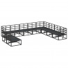 Zestaw Sof na Ogród z poduszką 10 pcs Czarny Aluminium