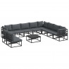 Zestaw Sof na Ogród z poduszką 11 pcs Czarny Aluminium
