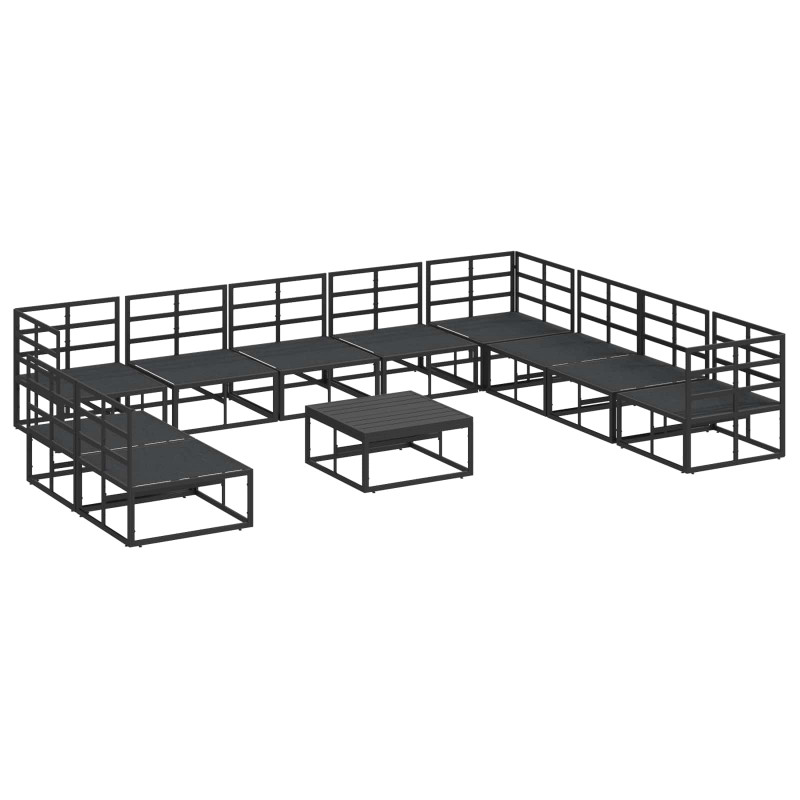Zestaw Sof na Ogród z poduszką 11 pcs Czarny Aluminium