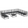 Zestaw Sof na Ogród z poduszką 11 pcs Czarny Aluminium