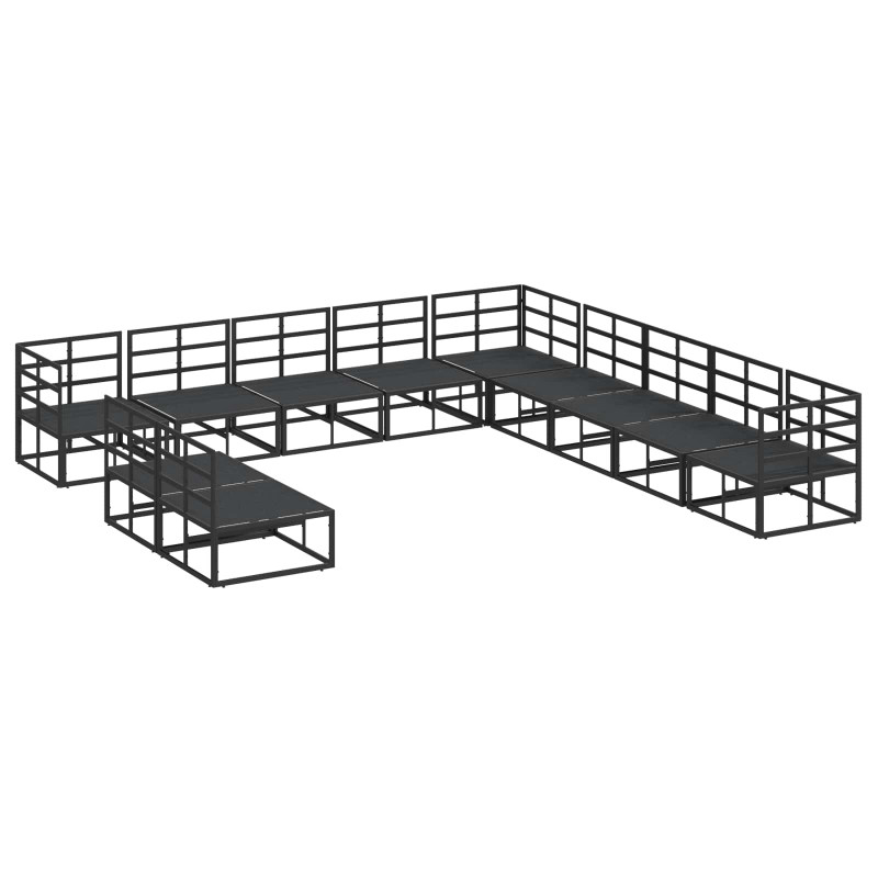 Zestaw Sof na Ogród z poduszką 11 pcs Czarny Aluminium