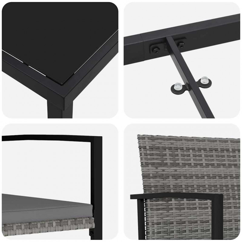 Zestaw do jadalni w ogrodzie 3 pcs Szary