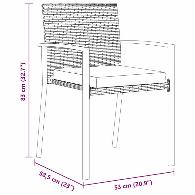 Zestaw do jadalni w ogrodzie 3 pcs Szary