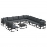 Zestaw Sof na Ogród z poduszką 12 pcs Czarny Aluminium