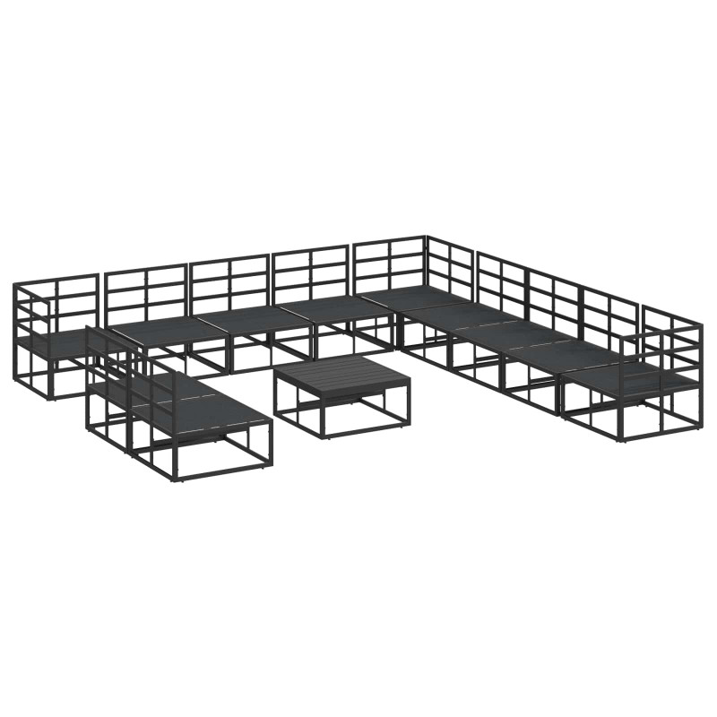Zestaw Sof na Ogród z poduszką 12 pcs Czarny Aluminium