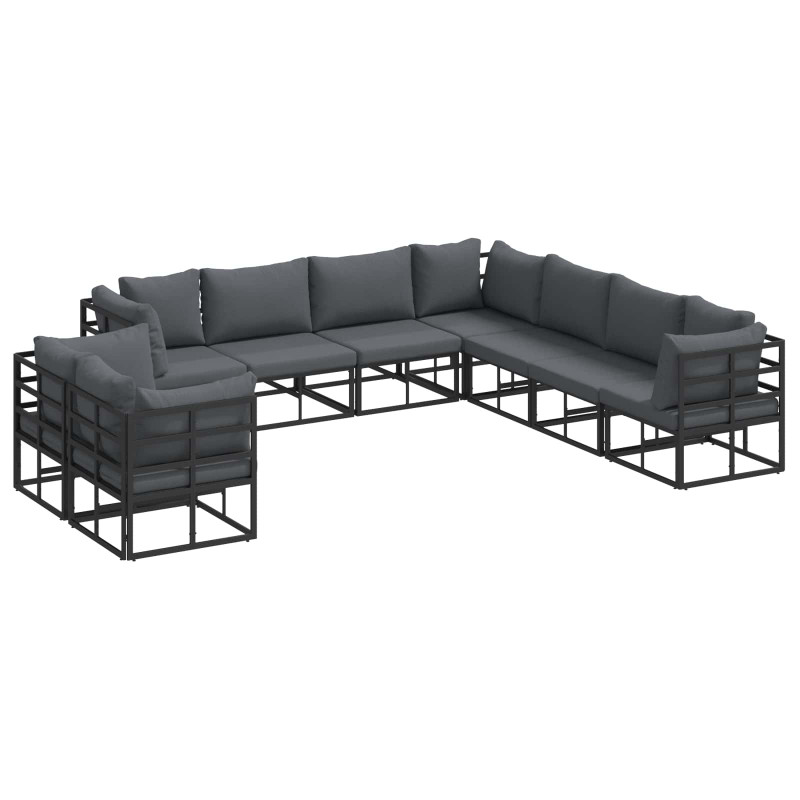 Zestaw Sof na Ogród z poduszką 9 pcs Czarny Aluminium