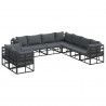 Zestaw Sof na Ogród z poduszką 9 pcs Czarny Aluminium
