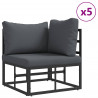 Zestaw Sof na Ogród z poduszką 9 pcs Czarny Aluminium