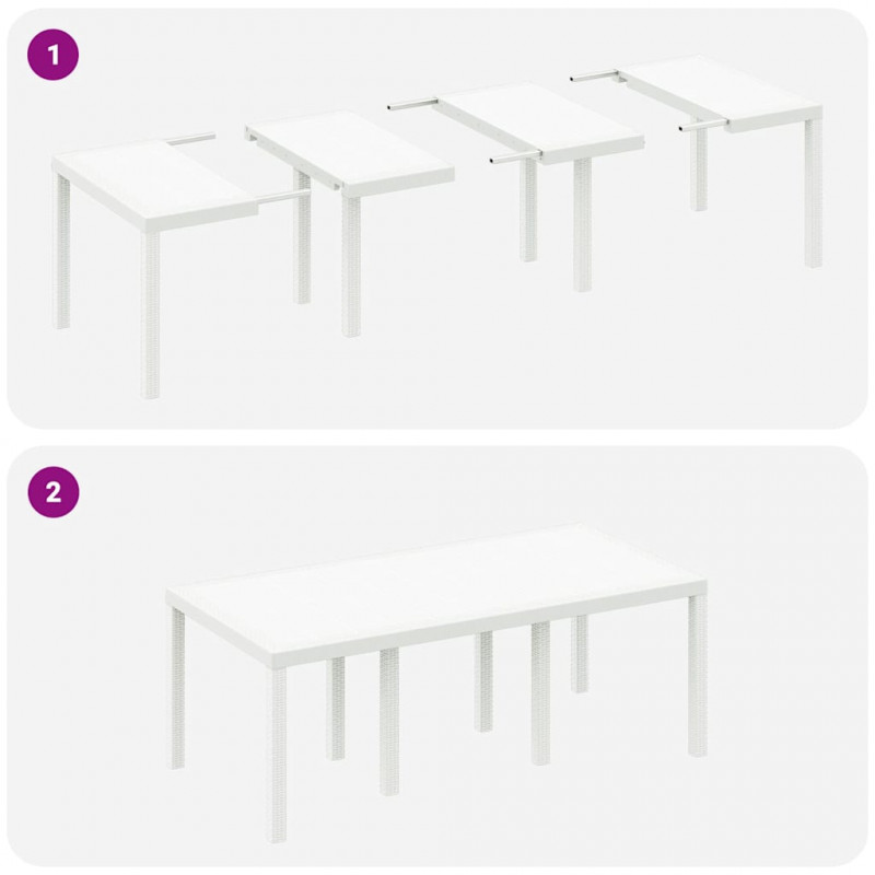 Zestaw do jadalni w ogrodzie 7 pcs Biały polipropylen