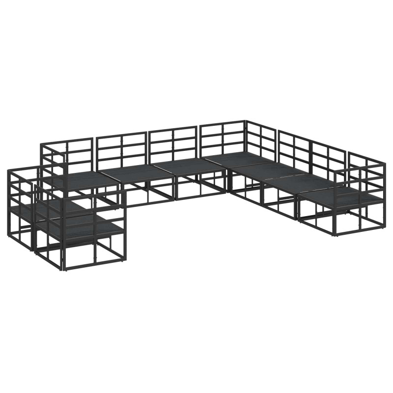 Zestaw Sof na Ogród z poduszką 9 pcs Czarny Aluminium