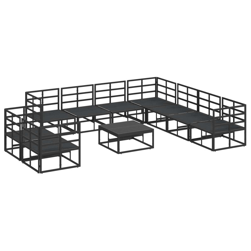 Zestaw Sof na Ogród z poduszką 10 pcs Czarny Aluminium