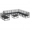 Zestaw Sof na Ogród z poduszką 10 pcs Czarny Aluminium