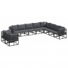 Zestaw Sof na Ogród z poduszką 10 pcs Czarny Aluminium