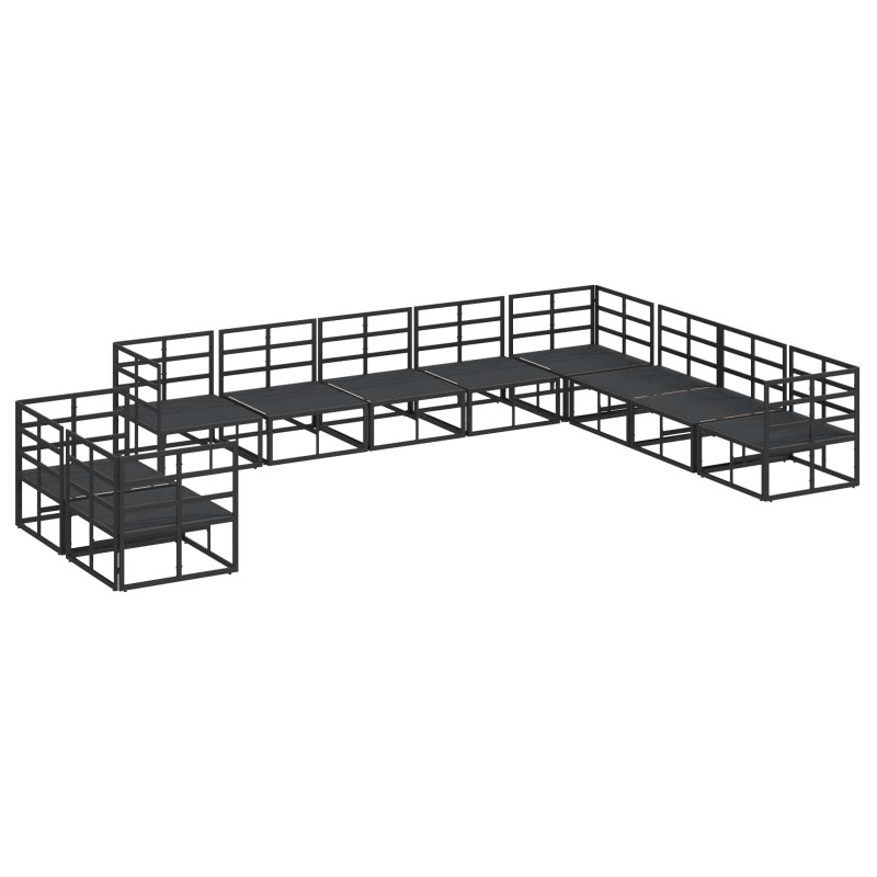 Zestaw Sof na Ogród z poduszką 10 pcs Czarny Aluminium
