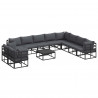 Zestaw Sof na Ogród z poduszką 11 pcs Czarny Aluminium