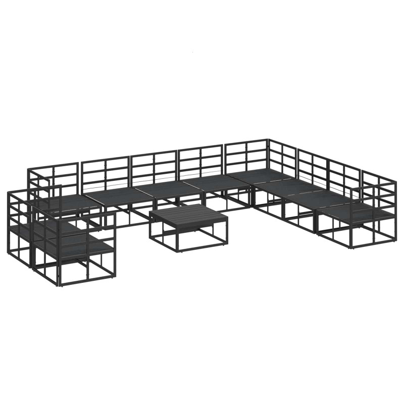Zestaw Sof na Ogród z poduszką 11 pcs Czarny Aluminium