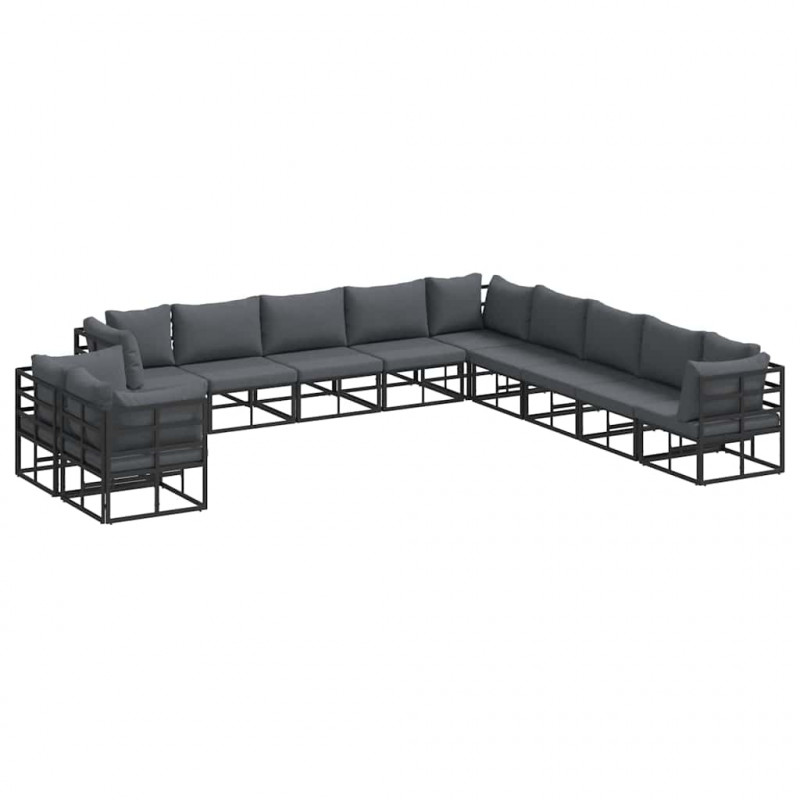 Zestaw Sof na Ogród z poduszką 11 pcs Czarny Aluminium