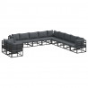 Zestaw Sof na Ogród z poduszką 11 pcs Czarny Aluminium