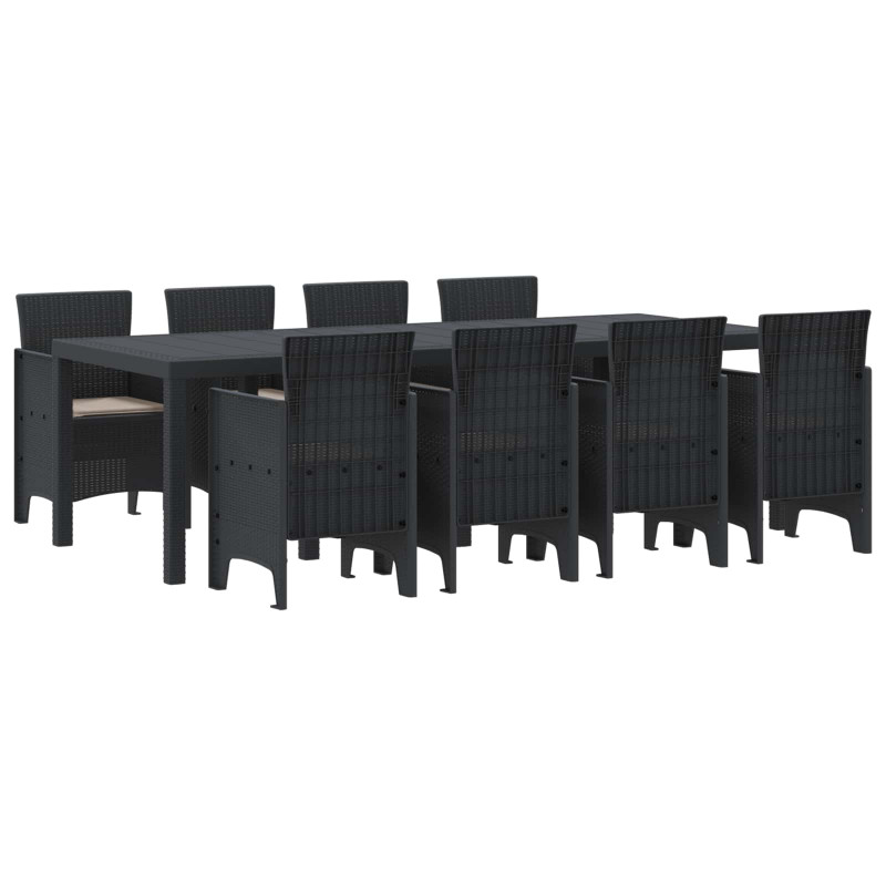 Zestaw do jadalni w ogrodzie 9 pcs Antracyt polipropylen