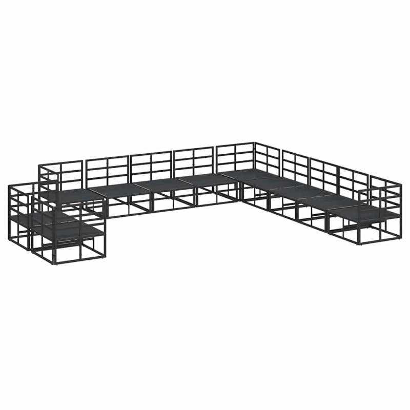Zestaw Sof na Ogród z poduszką 11 pcs Czarny Aluminium