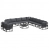 Zestaw Sof na Ogród z poduszką 12 pcs Czarny Aluminium